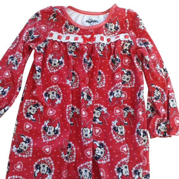 Disney Minnie Mouse Flannel Nightgown Toddler Girls 5T Red Ruffle Long Sleeve - Picture 4 of 4
